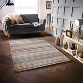 Carter Modern Striped Beige/Brown Rug - Pendle Village Furniture